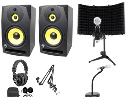 (2) Rockville DPM10B 10  800w Active Studio Monitors+Headphones+Mic+Foam w  Stand Online Hot Sale