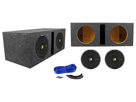 (2) Kicker 44CWCD104 CompC 10  1000W DVC Car Subwoofers+Vented Sub Enclosure Box For Sale