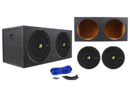 (2) Kicker 44CWCD154 CompC 15“ 2400W Dual 4-Ohm Car Subwoofers+Sealed Sub Box Sale