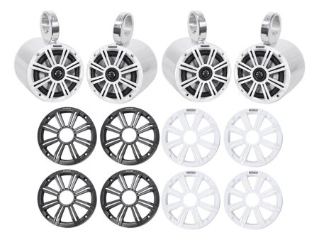 (4) KICKER 45KM654 6.5  390 Watt Silver Marine Wakeboard Tower Boat Speakers For Cheap