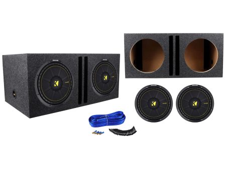 (2) KICKER 44CWCS124 CompC 12  1200 Watt Car Subwoofers+Vented Sub Box Enclosure on Sale