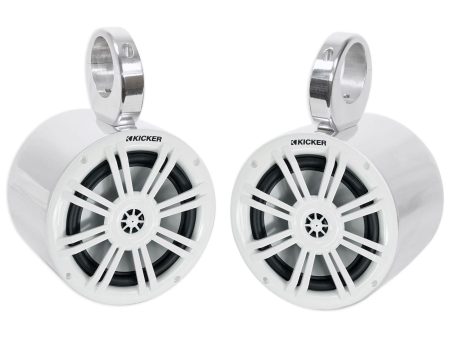 (2) Kicker 41KM604W 6.5  KM-Series 150 Watt Marine Wakeboard Tower Speakers Hot on Sale