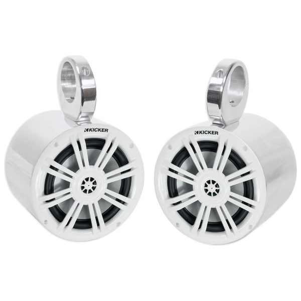 (2) Kicker 41KM604W 6.5  KM-Series 150 Watt Marine Wakeboard Tower Speakers Hot on Sale