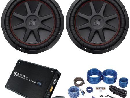 (2) Kicker 43CVR124 COMPVR 1600W 12  Car Subwoofers Subs+Mono Amplifier+Amp Kit Hot on Sale