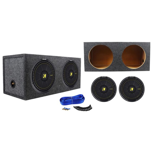 (2) KICKER 44CWCS124 CompC 12  1200 Watt Car Subwoofers+Sealed Sub Box Enclosure Online Sale