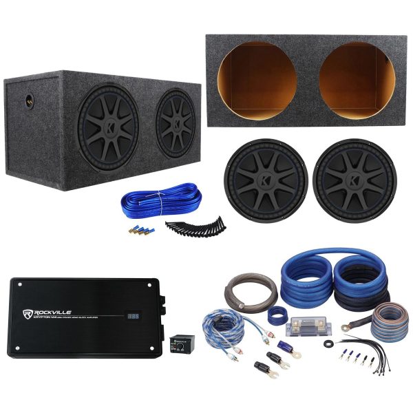 (2) Kicker 44CVX154 15  CVX 2000w RMS Subwoofers+Sealed Sub Box+Amplifier+Wires For Discount