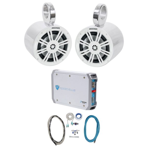 Pair Kicker 41KM604W 6.5  150w Marine Wakeboard Tower Speakers+Amplifier+Amp Kit Fashion