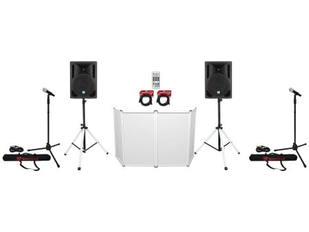 2 Rockville RPG10BT 10  600w DJ PA Speakers+Bluetooth+LED Stands+Facade+2 Mics Cheap