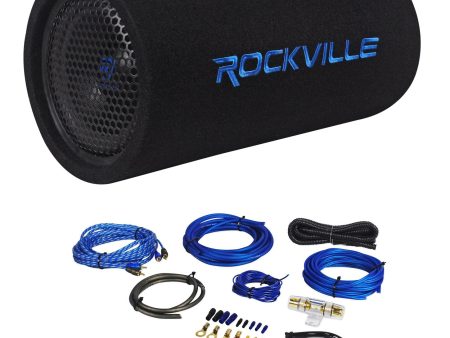 Rockville RTB80A 8  400 Watt Powered Subwoofer Bass Tube + MP3 Input + Amp Kit Cheap