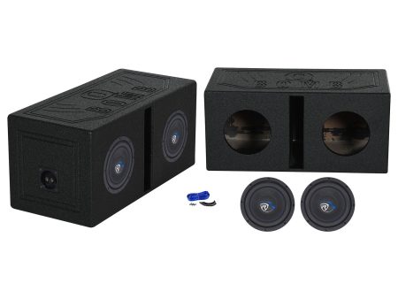 2) Rockville K5 W8K5S2 8  800 Watt 2 Ohm Car Subwoofers+Vented Sub Box Enclosure Cheap