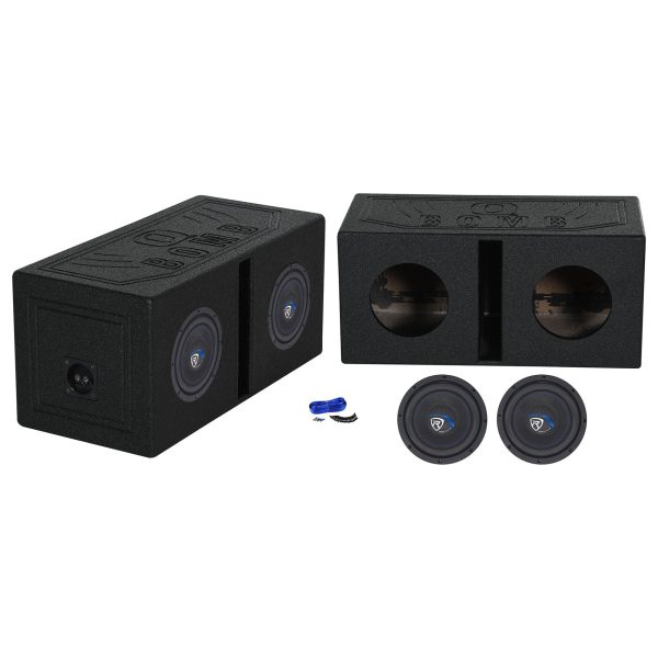 2) Rockville K5 W8K5S2 8  800 Watt 2 Ohm Car Subwoofers+Vented Sub Box Enclosure Cheap