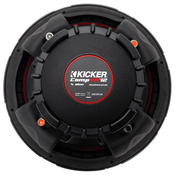 (2) Kicker 43CVR124 COMPVR 1600 Watt 12  4-Ohm DVC Car Subwoofers Subs CVR12-4 on Sale