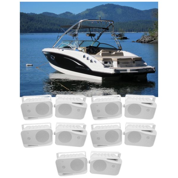 (10) Rockville HP4S 4  Marine Box Speakers with Swivel Bracket For Boats Online Sale