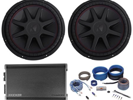 (2) Kicker 43CVR152 COMPVR 15  2000w Car Audio Subwoofers+Mono Amplifier+Amp Kit Online Sale