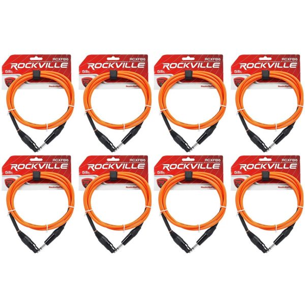 8 Rockville RCXFB6O Orange 6  Female REAN XLR to 1 4   TRS Balanced Cables OFC Supply