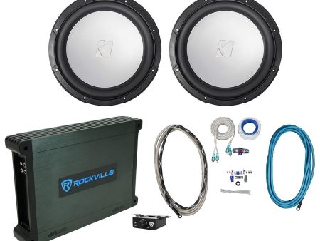 (2) KICKER 45KM104 10  350 Watt Marine Boat Subwoofers+Mono Sub Amplifier+Wires Hot on Sale