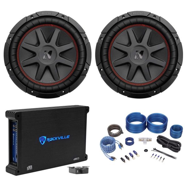 (2) Kicker 43CVR102 COMPVR 10  1400W Car Subwoofers Subs+Mono Amplifier+Amp Kit For Discount