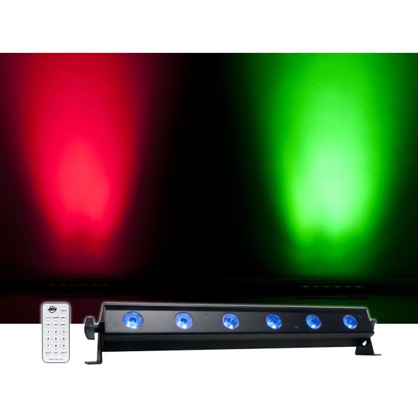 (2) American DJ ADJ UB 6H 22.5  RGBAW+UV LED DMX Wash Light Bars+ROCKBOX For Discount