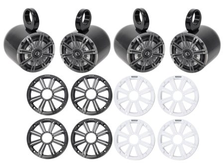 (4) KICKER 45KM654 6.5  390 Watt Black Marine Wakeboard Tower Boat Speakers For Cheap