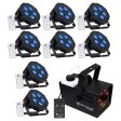 (8) American DJ ADJ MEGA HEX PAR Can RGBWA+UV Slim LED Wash Lights+LED Fogger Online now