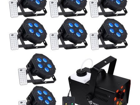 (8) American DJ ADJ MEGA HEX PAR Can RGBWA+UV Slim LED Wash Lights+LED Fogger Online now