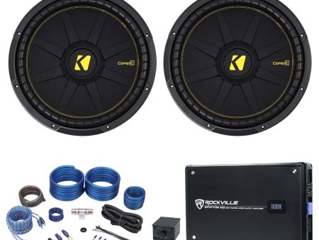 (2) Kicker 44CWCD154 CompC 15  2400w Car Subwoofers Subs+Mono Amplifier+Amp Kit Online