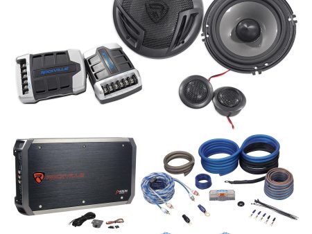 Rockville RXH-F5 Amplifier Car Stereo Amp+Wire Kits+Cable+Component Speakers Fashion