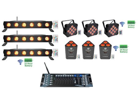 3 Rockville BEST PAR+BEST STRIP+ROCKWEDGE Wireless DMX Battery Lights+Controller For Sale