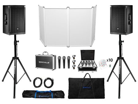 (2) JBL SRX812P 12  2000w Powered DJ PA Speakers+Stands+Mics+Facade+White Lights Online