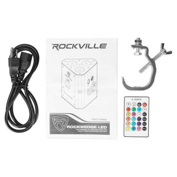 (6) Rockville RockWedge White LED Battery Lights+384 Ch. Wireless DMX Controller Discount