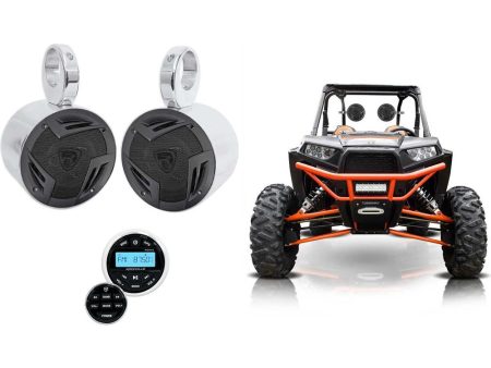 (2) Rockville 5.25  Tower Speakers+Bluetooth Receiver Polaris RZR ATV UTV CART For Cheap