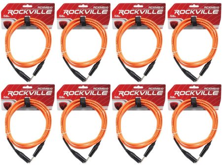 8 Rockville RCXMB10-O Orange 10  Male REAN XLR to 1 4   TRS Balanced Cables For Discount