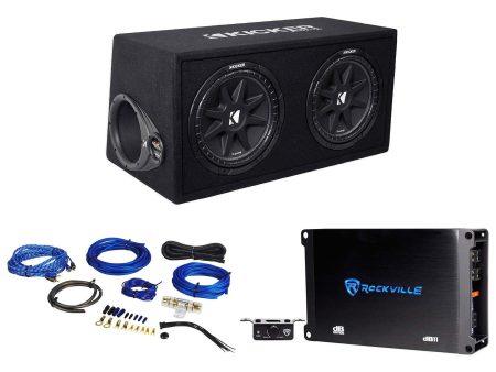 KICKER 43DC122 Comp Dual 12  Subwoofers+Vented Box+Mono Amplifier+Amp Wire Kit Online Sale