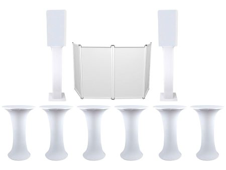 6) Club Scene Highboy Tables+White 15  Speaker Scrims+DJ Facade+2) Totem Stands Online Hot Sale