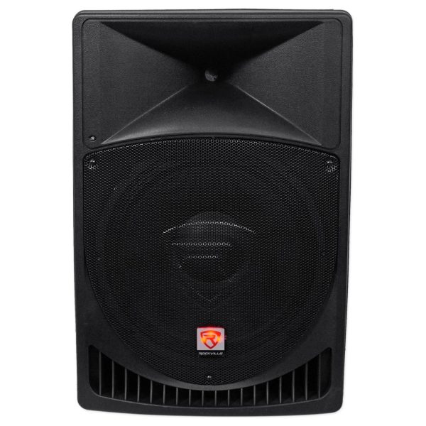 2) Rockville RPG15 15  Powered 1000w DJ PA Speakers+LED Stands+Facade+(2) Mics Cheap