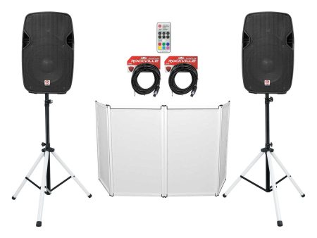 2) Rockville SPGN108 10  800w DJ PA Speakers+Stands w LED s+Remote+Cables+Facade Online now