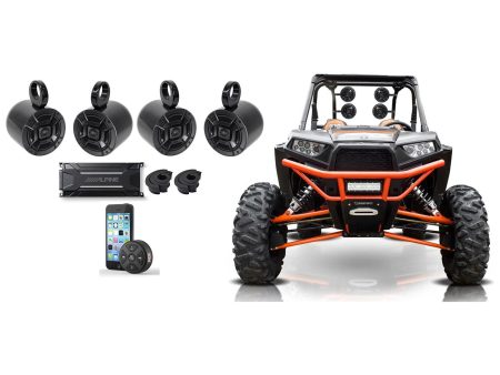 4) Polk Audio 6.5  Tower Speakers+Alpine Amplifier+Bluetooth Control RZR ATV UTV Online now