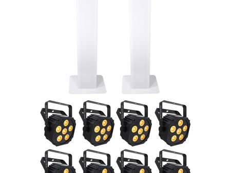 (8) Chauvet DJ Ezlink Par Q6 BT Wireless Bluetooth Wash Lights+(2) Totem Stands Online now