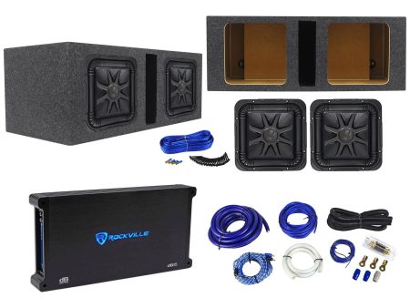 2) Kicker L7S102 10  SoloBaric L7S Subs+Vented Enclosure+1500W Amplifier+Amp Kit For Discount