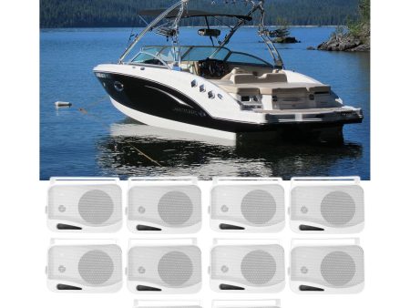 (10) Rockville HP4S-8 4  Marine Box Speakers with Swivel Bracket For Boats Discount