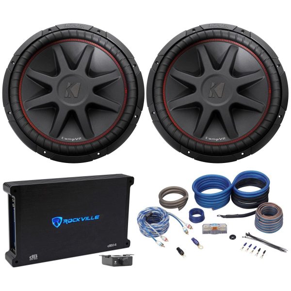 (2) Kicker 43CVR152 COMPVR 15  2000 Watt Car Subwoofers+Mono Amplifier+Amp Kit Discount