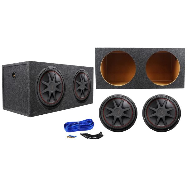 (2) Kicker 43CVR154 COMPVR 15  2000 Watt Car Subwoofers+Sealed Sub Box Enclosure For Discount