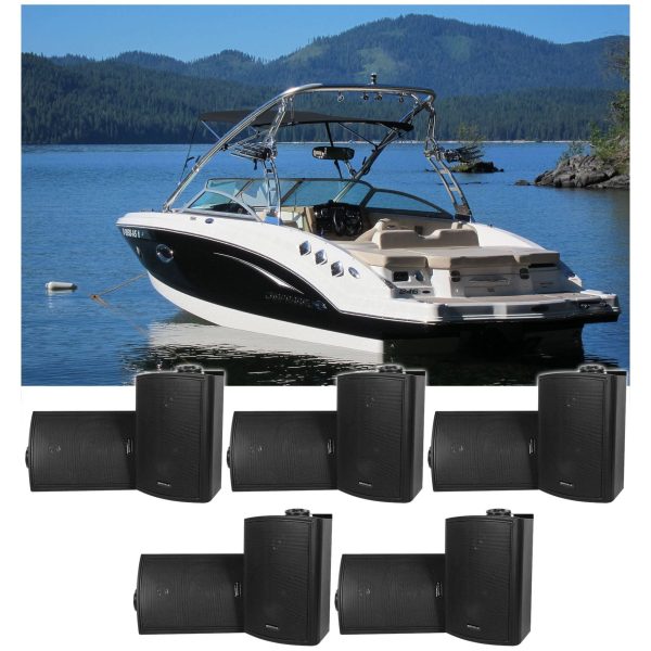 10) Rockville HP5S Black 5.25  Marine Box Speakers with Swivel Bracket For Boats Online now