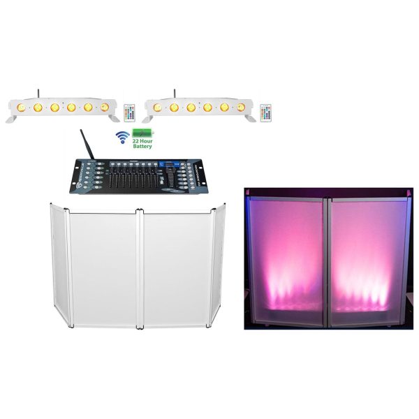 Rockville RFAAW DJ Facade Booth+(2) Wireless DMX Battery Strip Lights+Controller For Sale