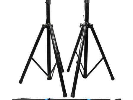 (2) Rockville Tripod DJ PA Speaker Stands + Carrying Case Black RVSS2 For Sale