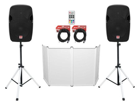 2 Rockville SPGN124 12  1200w DJ PA Speakers+Stands w LED s+Remote+Cables+Facade Sale