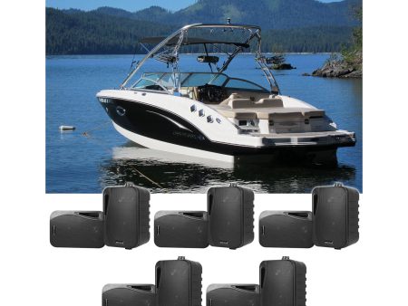 (10) Rockville HP4S Black 4  Marine Box Speakers with Swivel Bracket For Boats on Sale