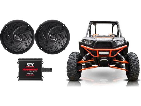 2) Rockville RSM65B 6.5  Waterproof Slim Speakers+MTX Amplifier RZR ATV UTV Cart Discount