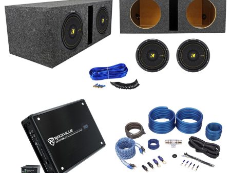 2) Kicker 44CWCD104 CompC 10  Subwoofers+Vented Enclosure+500W Amplifier+Amp Kit Sale