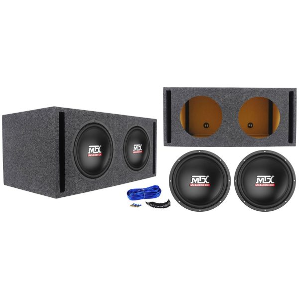 2) MTX Terminator TN12-02 12” 800w Car Audio Subwoofers+Vented Sub Box Enclosure on Sale